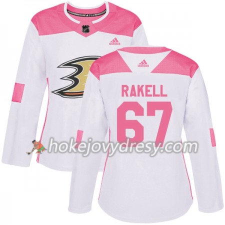 Dámské Hokejový Dres Anaheim Ducks Rickard Rakell 67 Bílá 2017-2018 Adidas Růžová Fashion Authentic